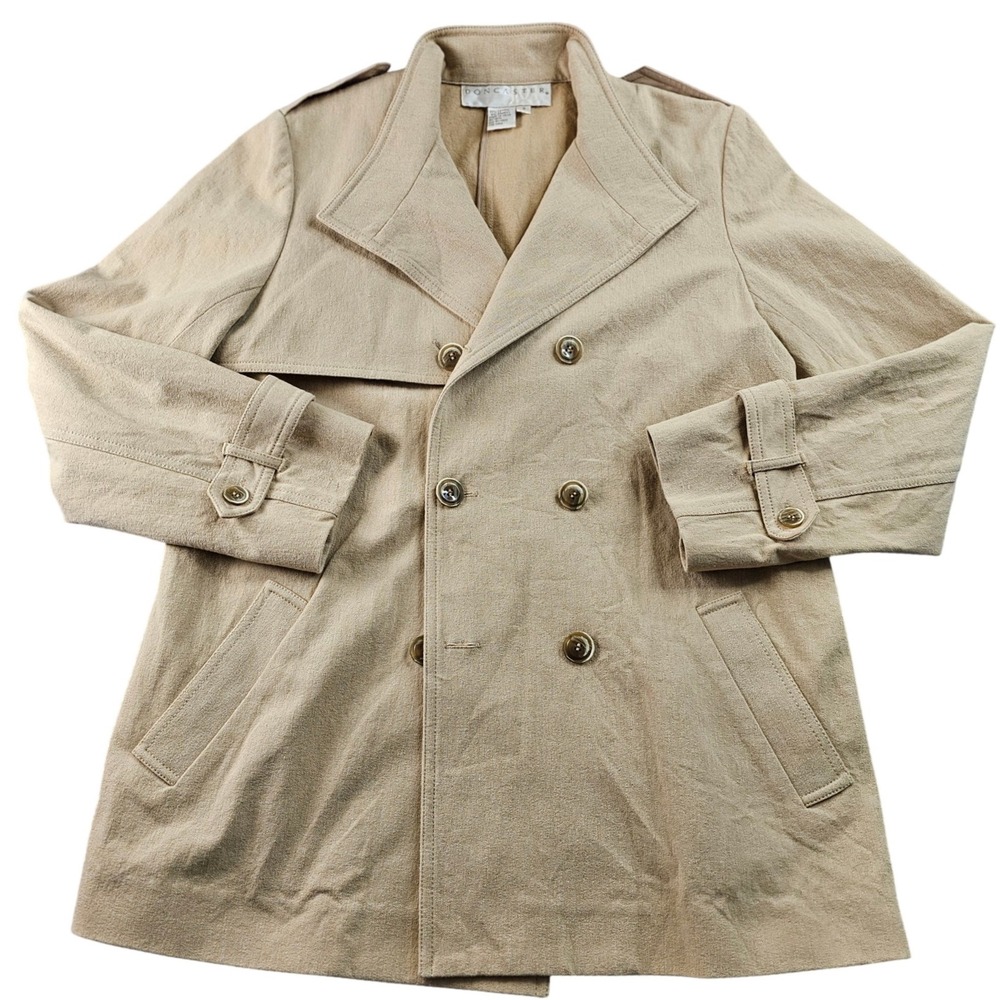 Doncaster Peacoat Women's 8 Beige‎ Stretch Formal Long Sleeve Double Breasted